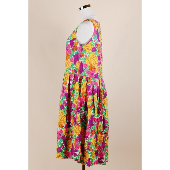 Sz M Vtg Penbrooke Lane Colorful Floral Sleeveless A-Line Midi Dress NWT - Picture 2 of 4